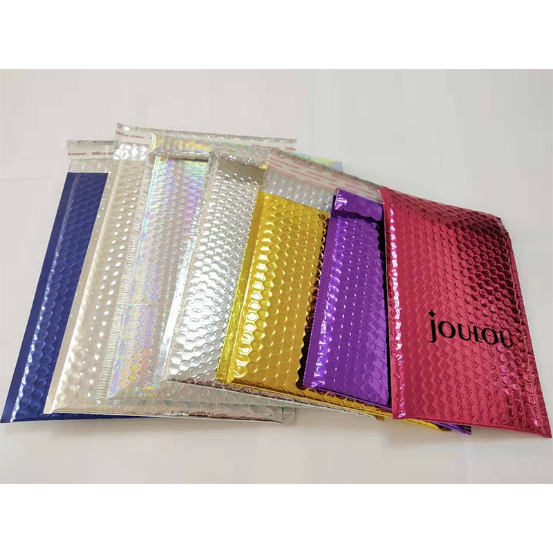 Multicolor glanzende metallic bubbel envelop aangepast formaat